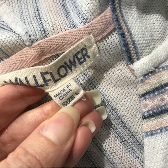 WallFlower Vintage Classic Baja Stripe V-Neck Hoodie Size Large Light Weight - Picture 10 of 16